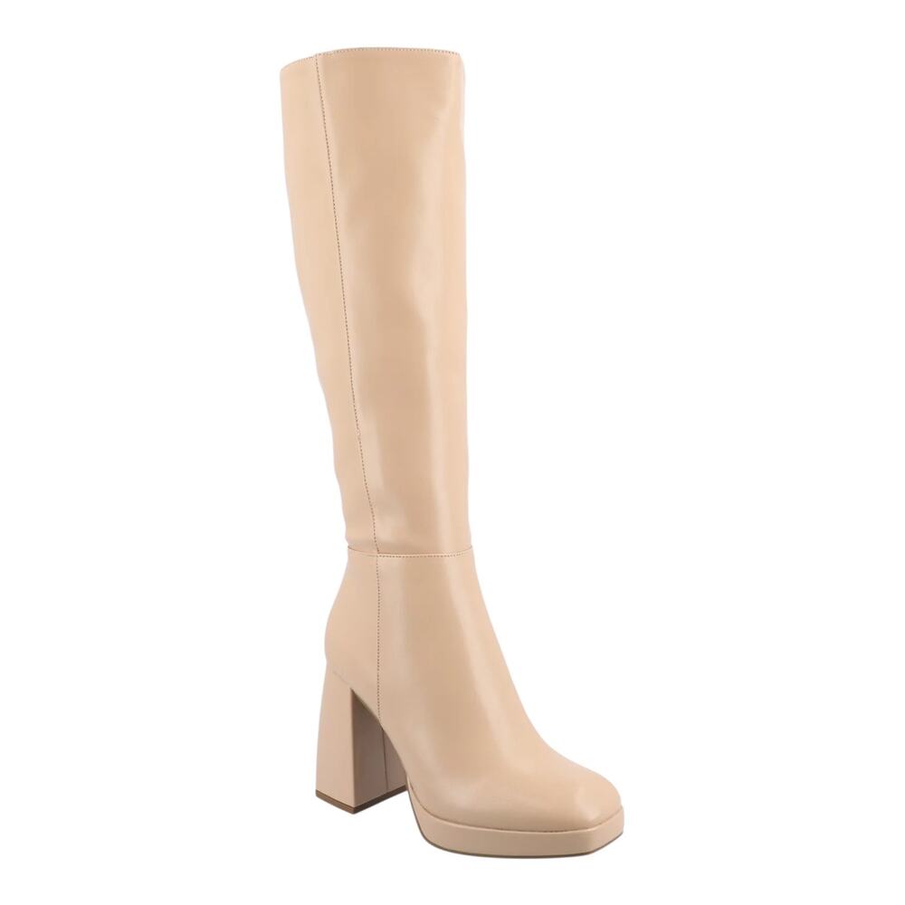 Journee Women's Mylah Platform Block Heel Knee High Boots Nude Size 8 1/2